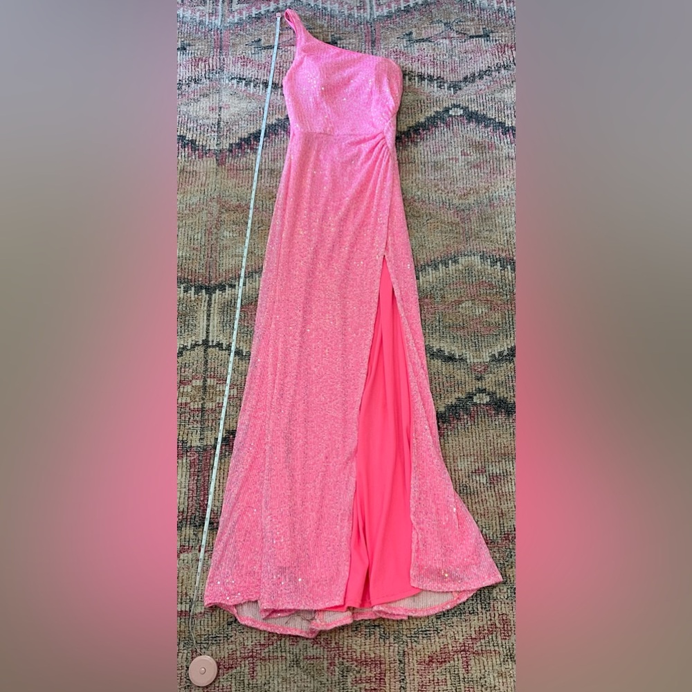Midnight Doll Size 1 Pink Sequin Long Dress Gown with Slit